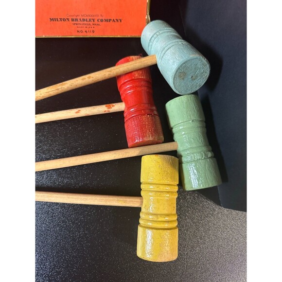 1938 Milton Bradley Floor Croquet 5 Games Vintage Wood Toy Set No.4119 - Picture 5 of 10